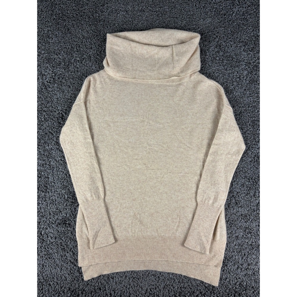 Lusso Cashmere Womens Beige Cowl Neck Turtleneck Sweater Size M JFC8124SF